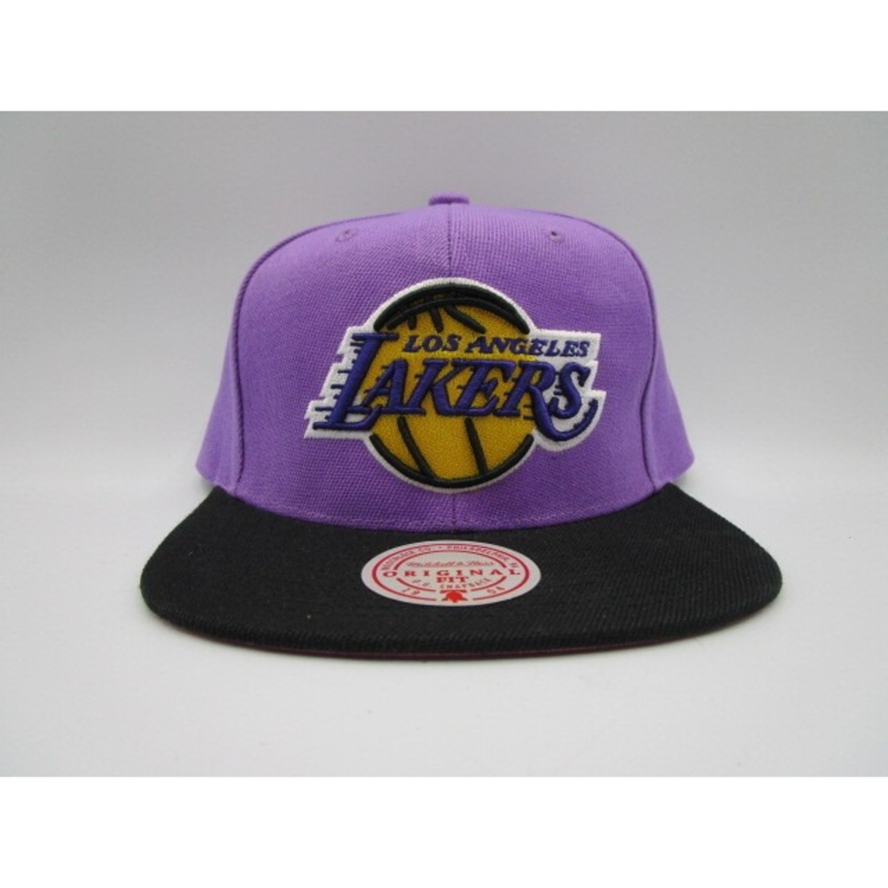 Mitchell & Ness Los Angeles Lakers Men's Snapback Hat Purple Black Pink Bottom